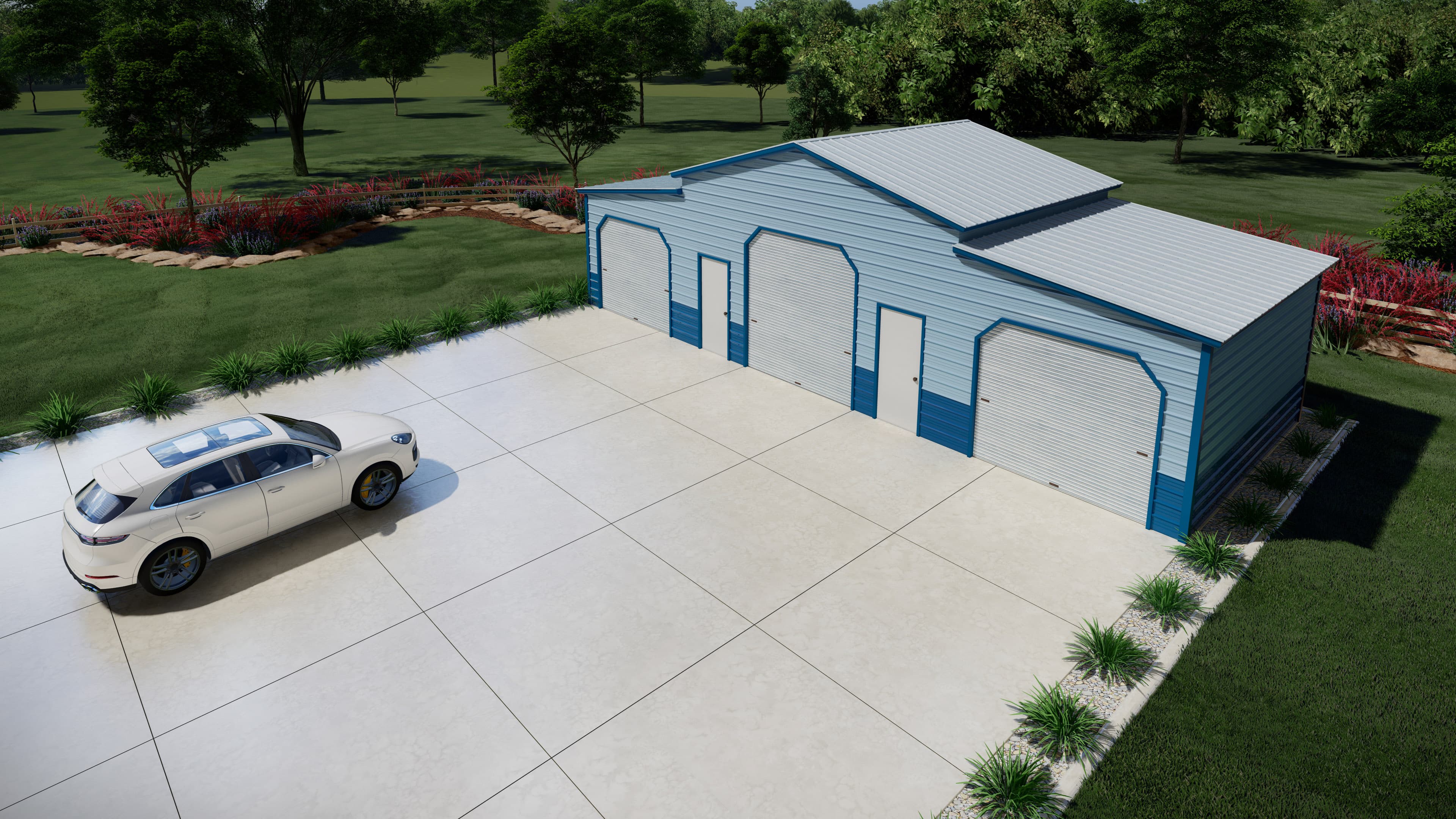 Carolina vertical style barn. Main unit 24&#8242; wide 30&#8242; long and 13&#8242; tall with two ends closed