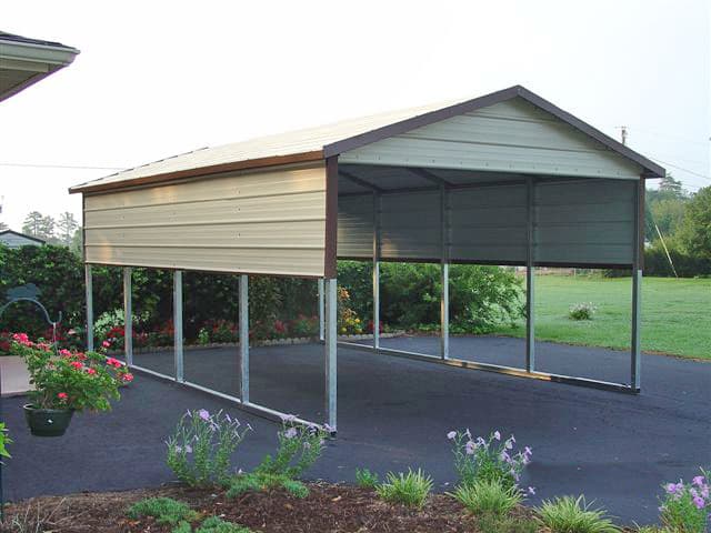 Boxed eave roof style with a 3&#8242; panel each side and front gable closed.
