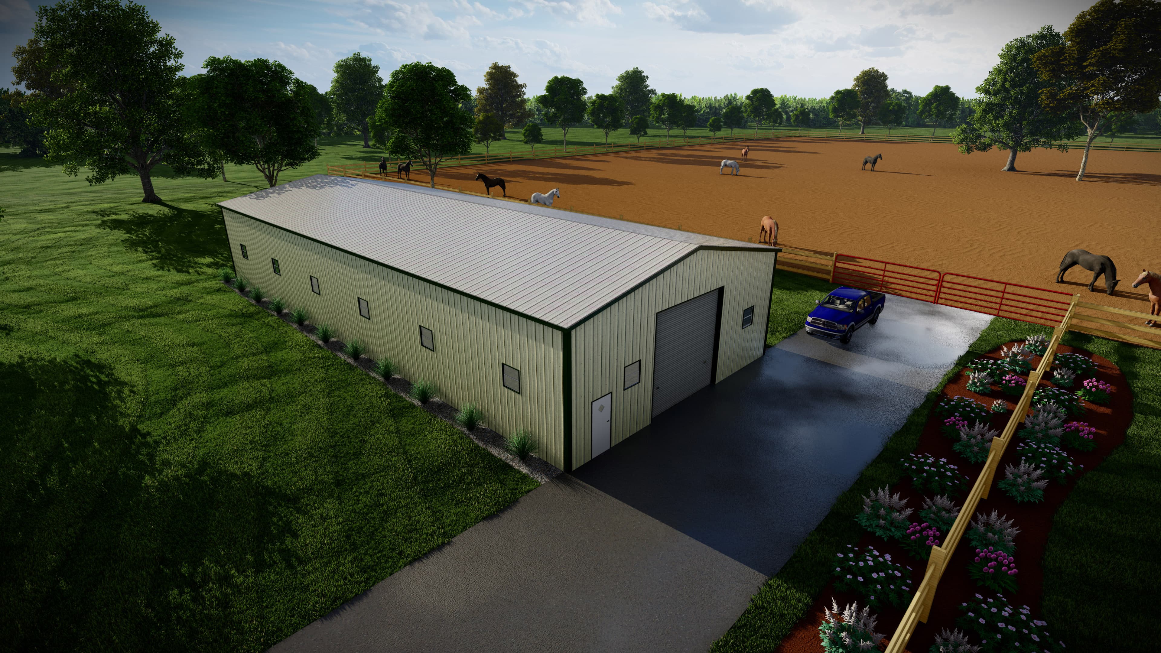 Commercial size 32&#8242; wide x 64&#8242; long x 12&#8242; tall fully enclosed