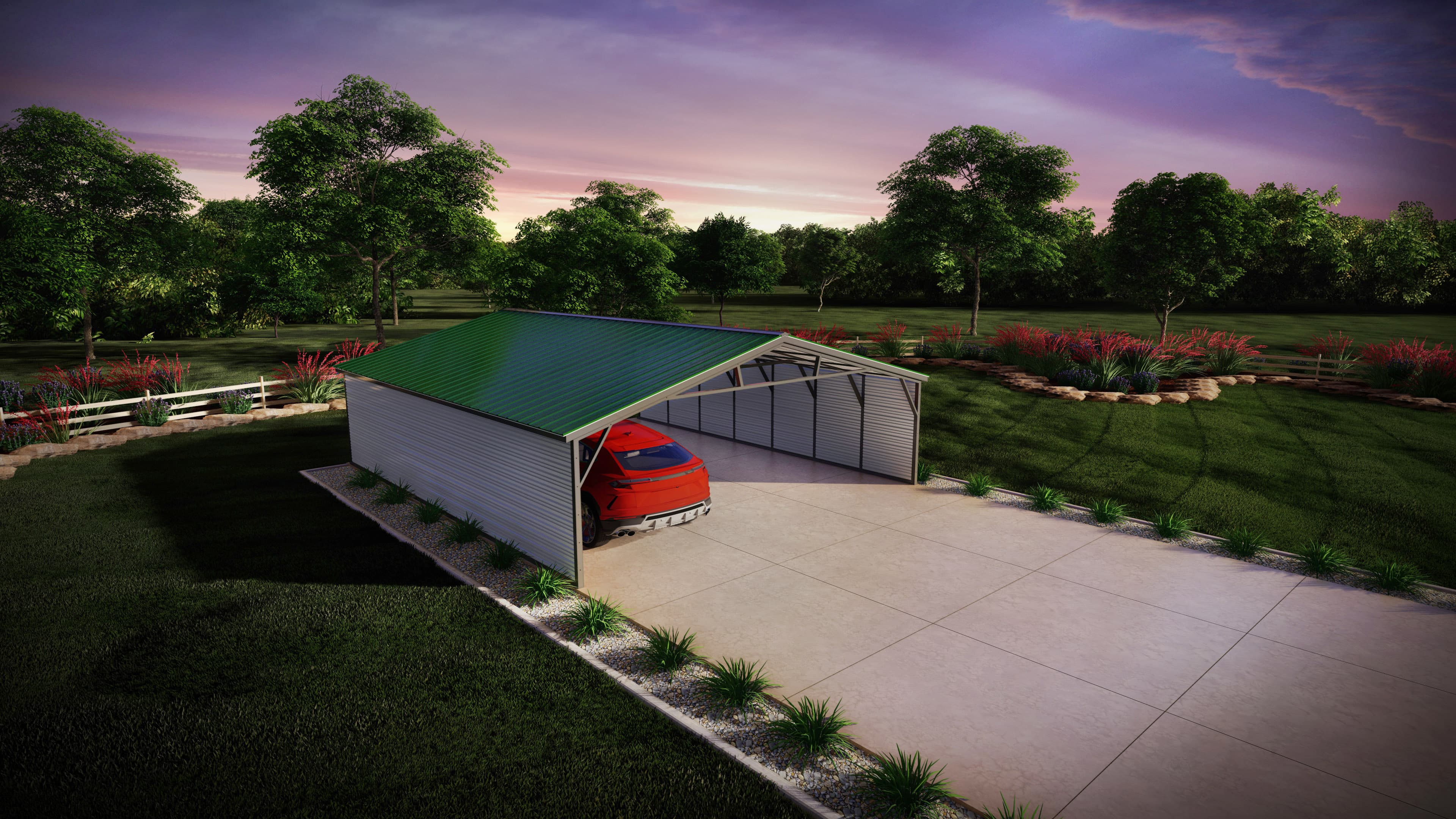 Vertical roof style with both sides closed.