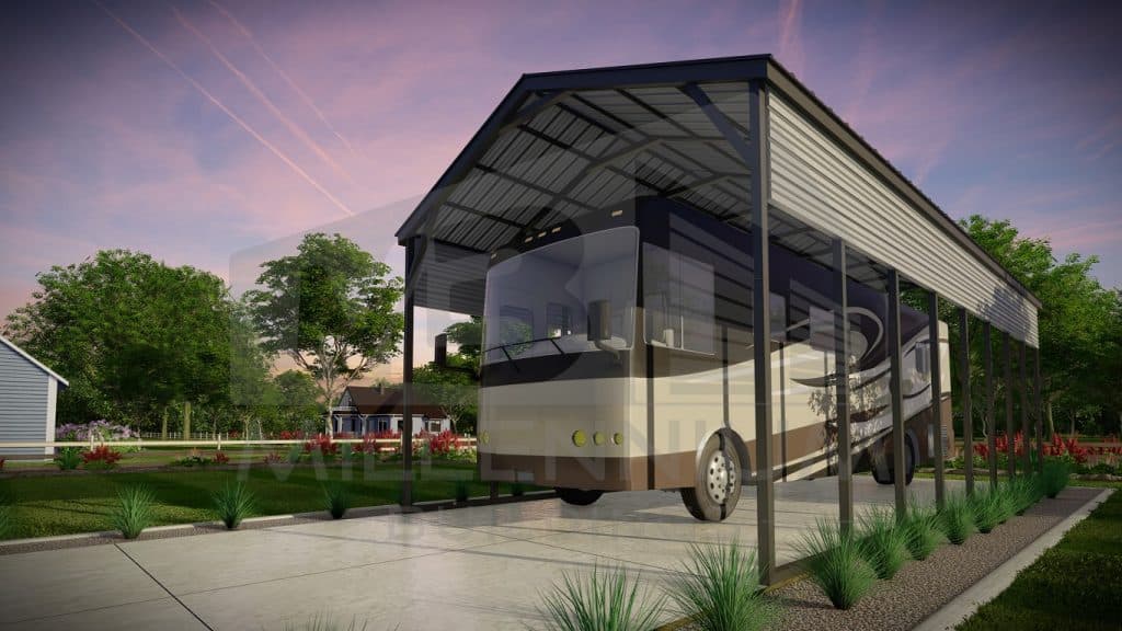 RV Carport Vertical Style Roof With One Panel on Each Side