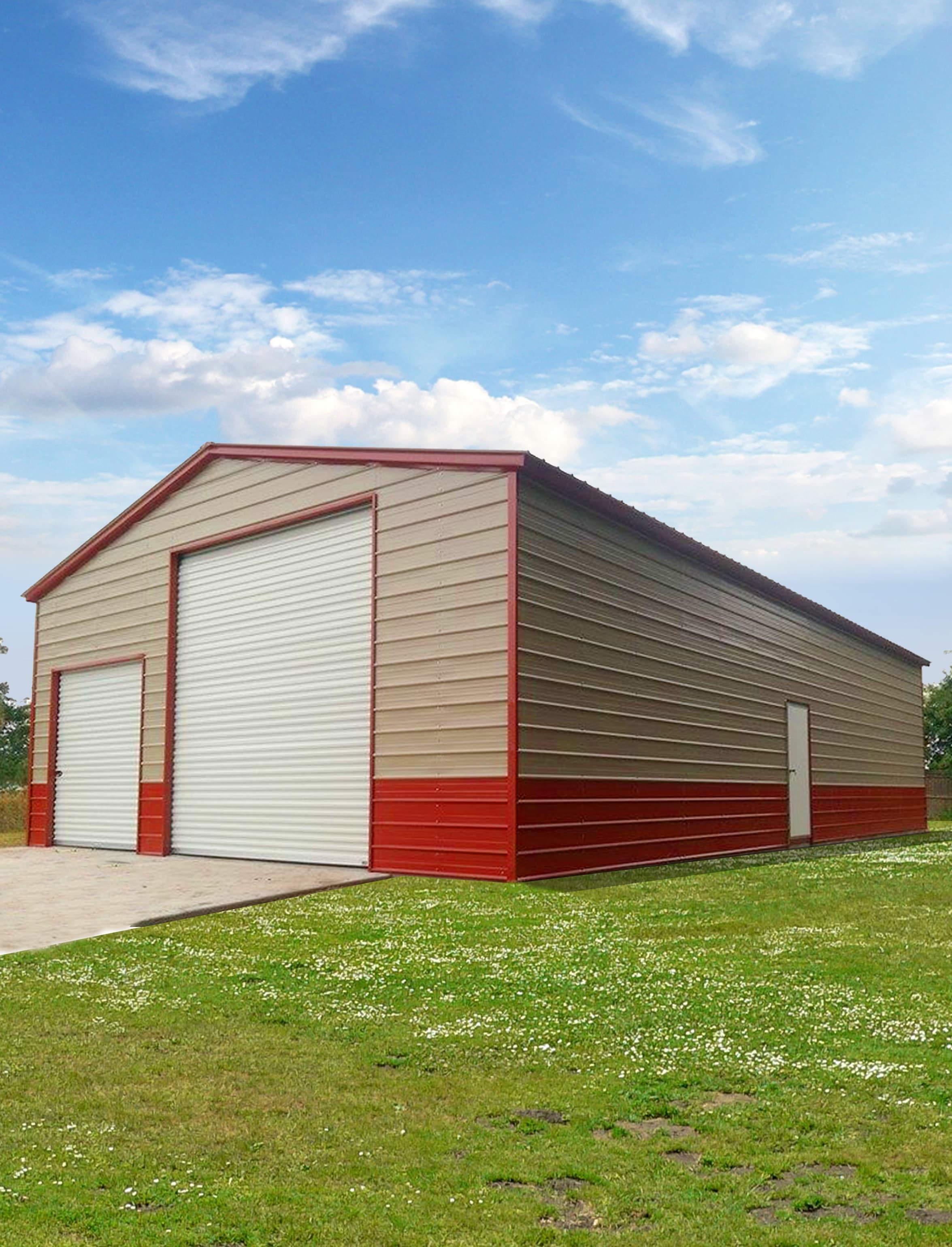 Vertical roof style triple wide fully enclosed