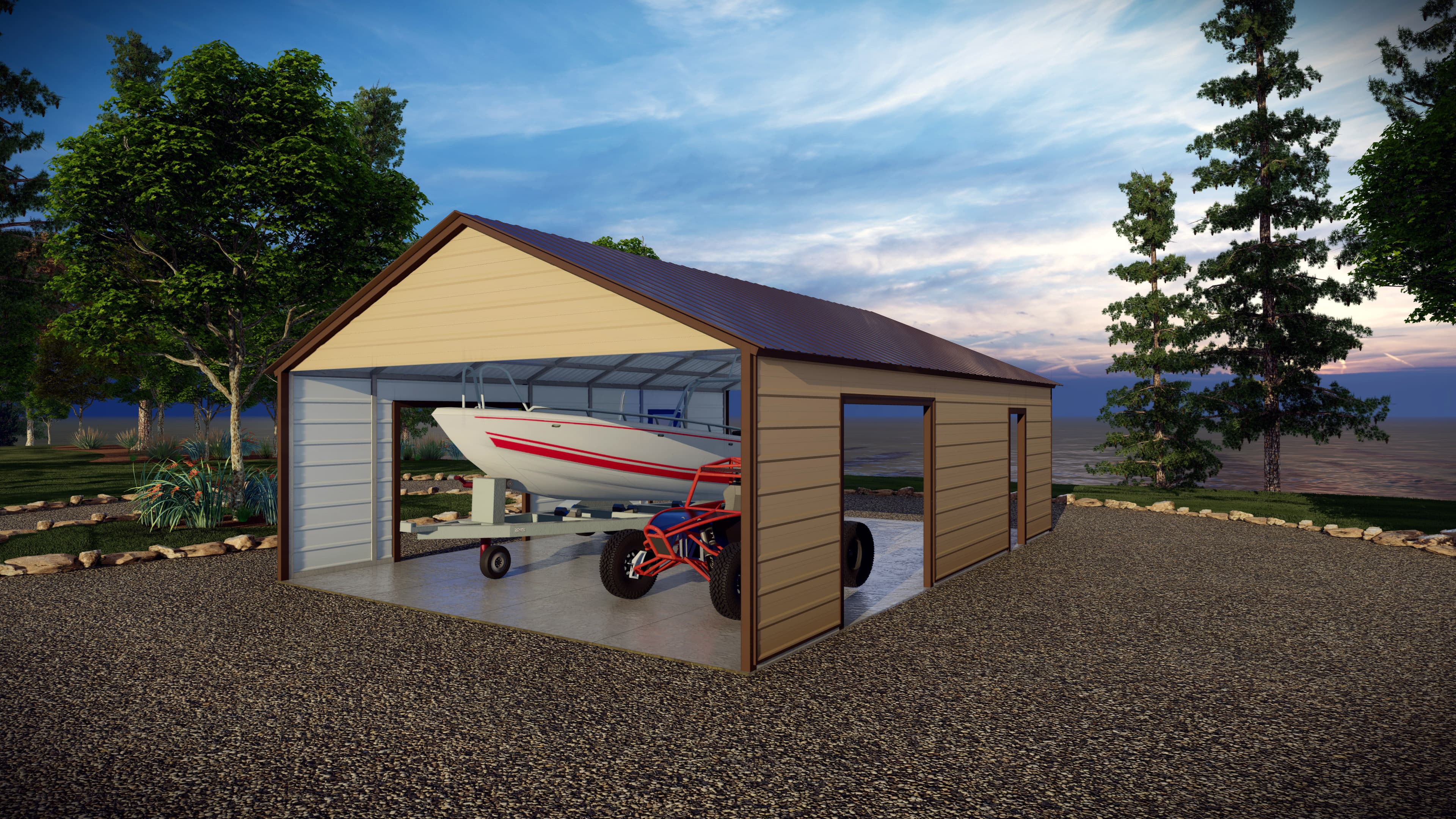 Vertical roof style with both sides and gables closed