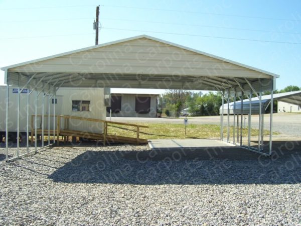 Boxed Eave Style Carport with Half Panel on Each Side