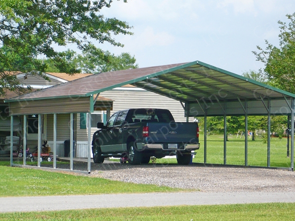 Boxed Eave Style Carport with Half Panels on Each Side