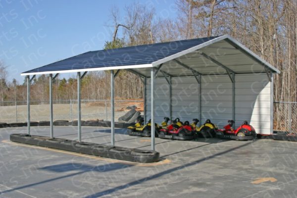 Boxed Eave Style Carport with One Side Closed