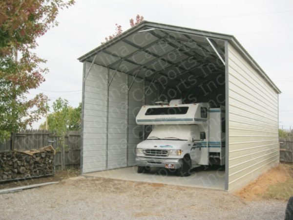 RV Carport Vertical Style 2 Sides and 1 End Closed
