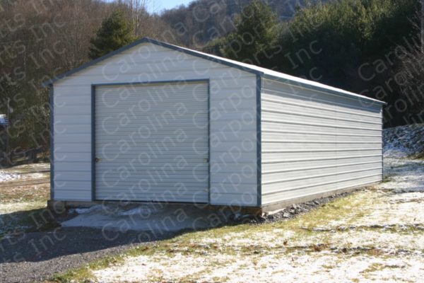 Boxed Eave Metal Garage with Garage Door