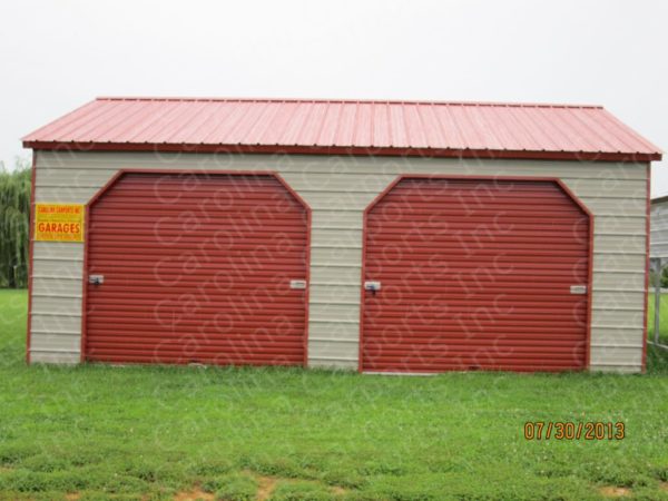 Vertical Metal Garage with 45 Degree cut Garage Door