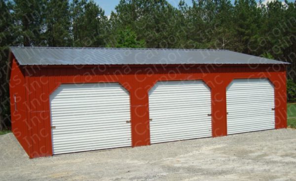 Vertical Metal Garage with 45 Degree cut Garage Door and Window