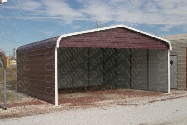 Regular Style Carport with Both Sides Closed and One End
