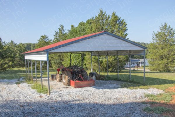 Vertical Roof Style Carport with One Half Panel Each Side