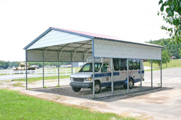 Vertical Roof Style Carport with One Panel each side