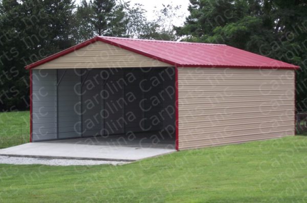 Vertical Roof Style Carport with Sides Closed