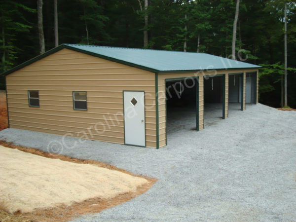 Vertical Roof Style Triple Wide with four Garage Doors
