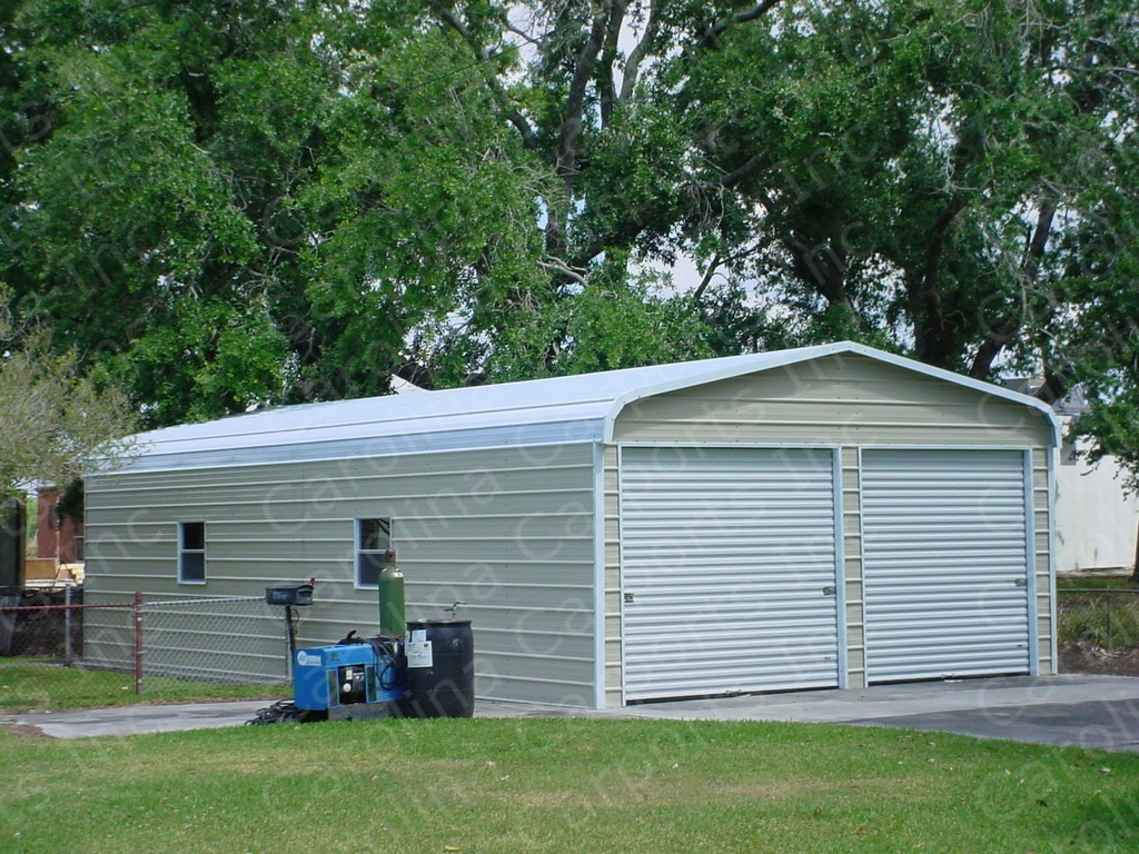 Regular Metal Garage with Garage Door and Window